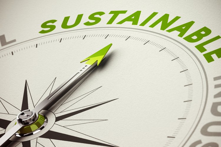 compass pointing to the word sustainable