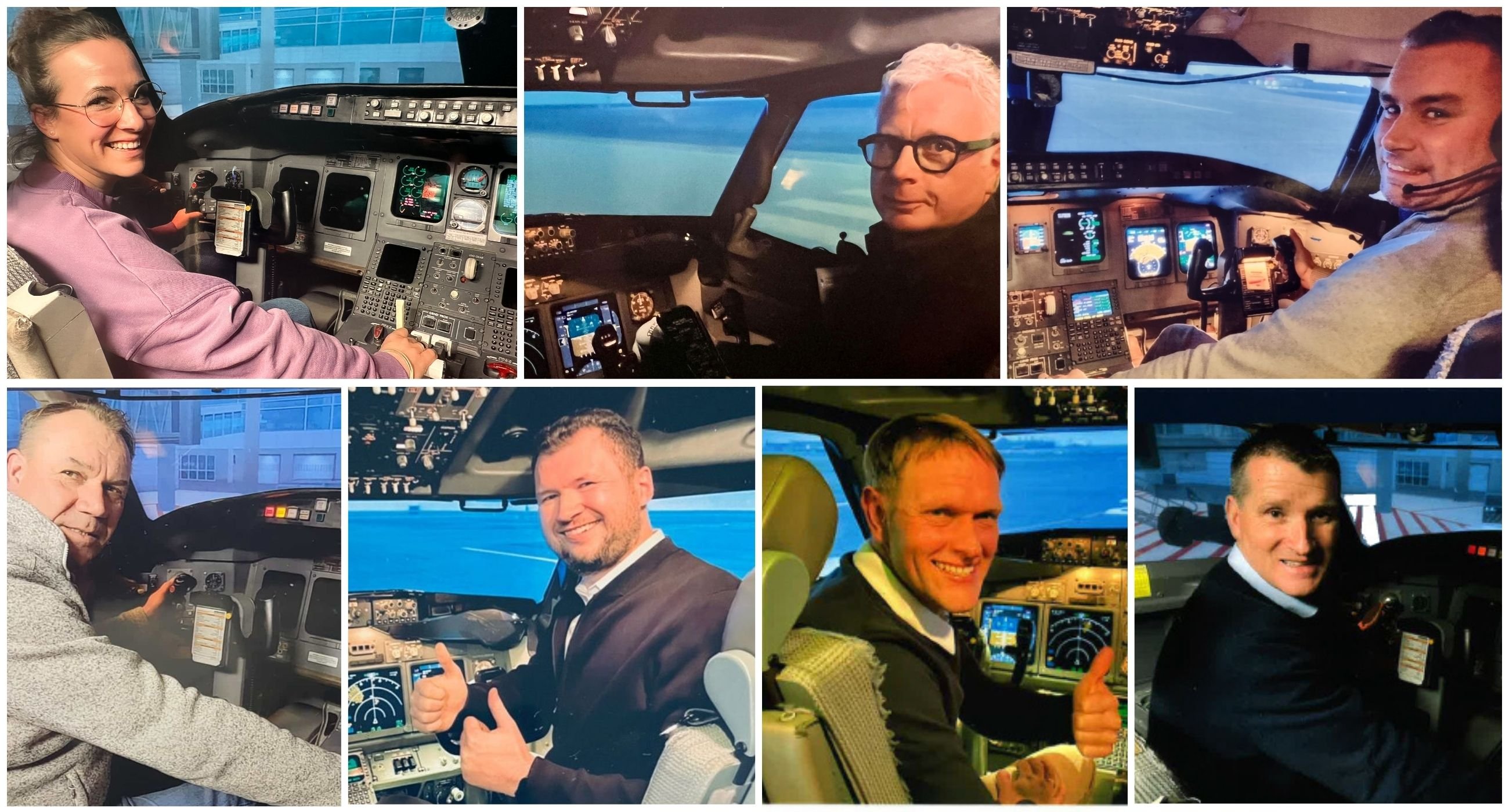 collage image of participants of LUP program in the flight simulator