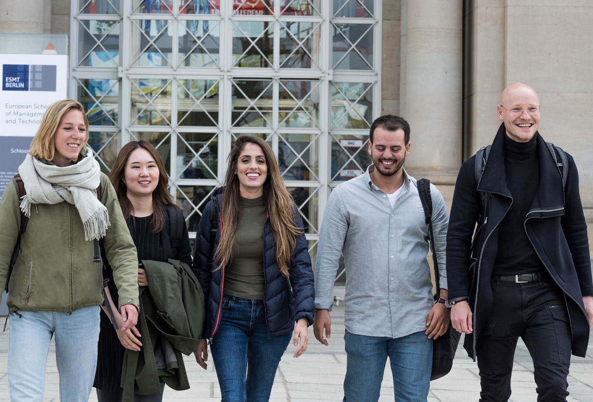 Group of Master in Management students at ESMT campus in Berlin, Germany. 