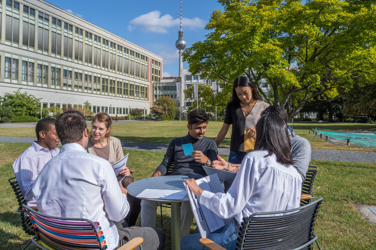 ESMT students on campus outdoors