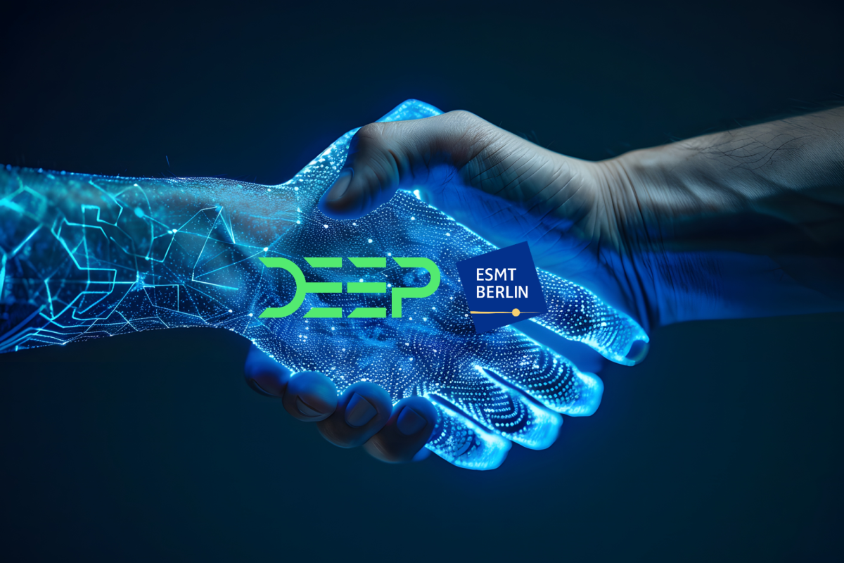 tech and human hand shake