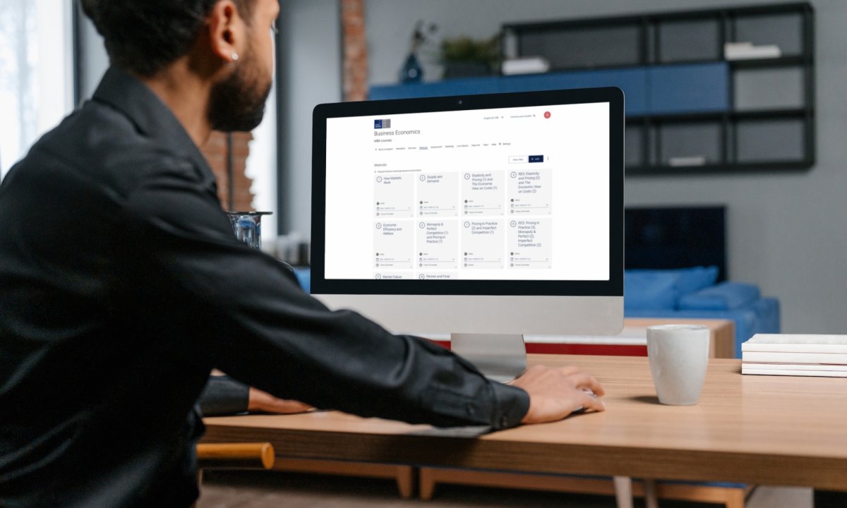 Student is sitting in front of a computer screen
