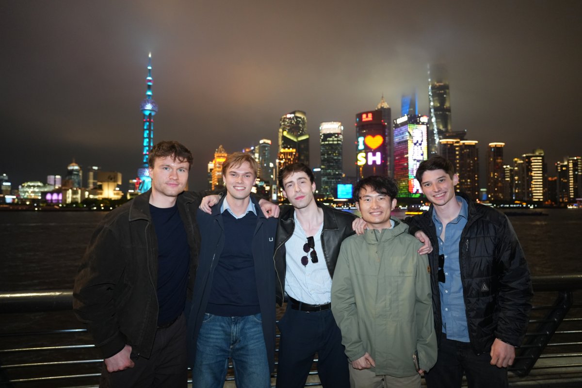The team of master's students celebrating in Shanghai after winning the Global Corporate Consulting Project 2026 at ZIBS