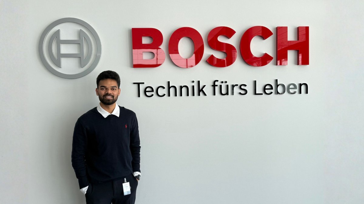ESMT Master in Innovation and Entrepreneurship student Sherwin Stanley Isaac at his internship at Bosch