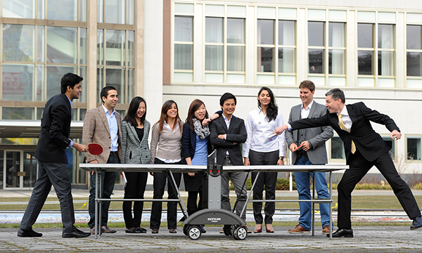 Students playing table tennis on ESMT campus