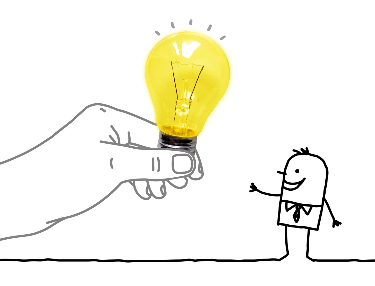 Hand drawn Cartoon Big Hand Giving a Light