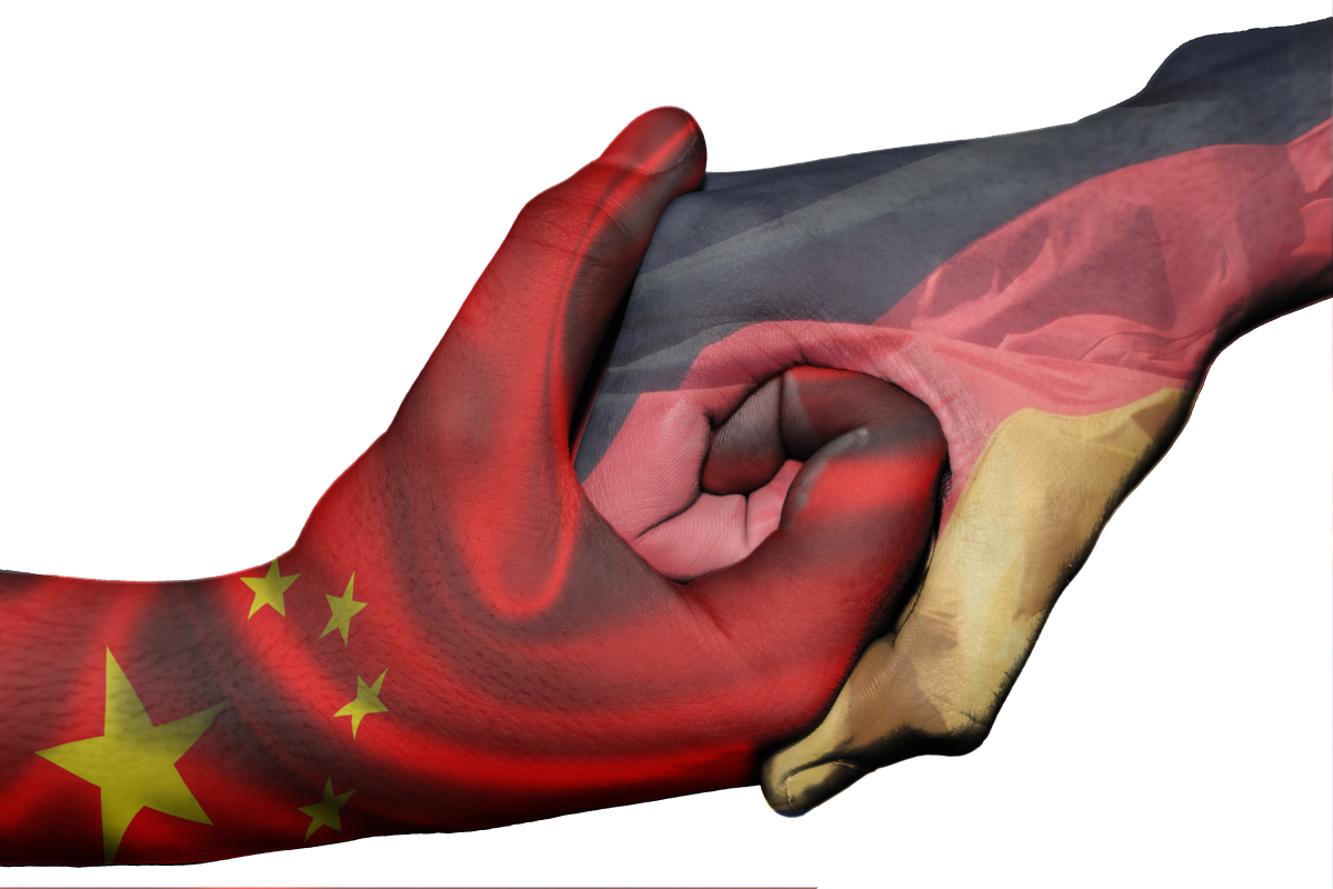 Handshake between China and Germany