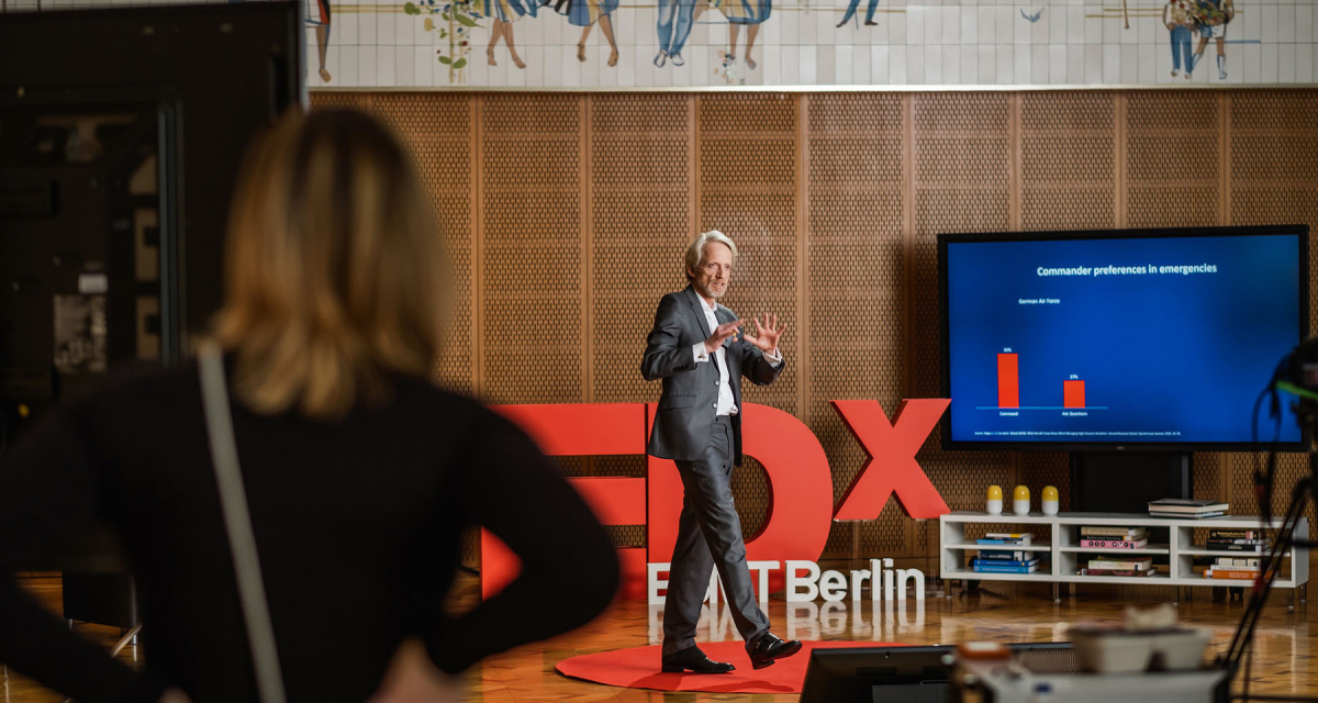 Jan Hagen speaking at TEDx Talk at ESMT Berlin 