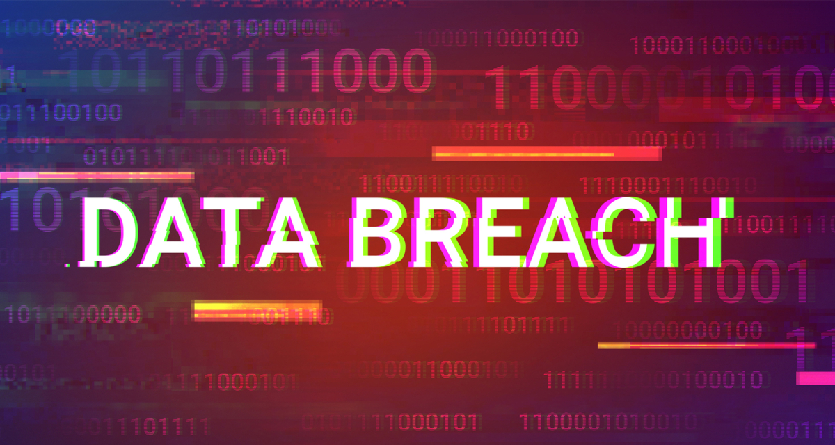 Data breach text with numbers in the background 