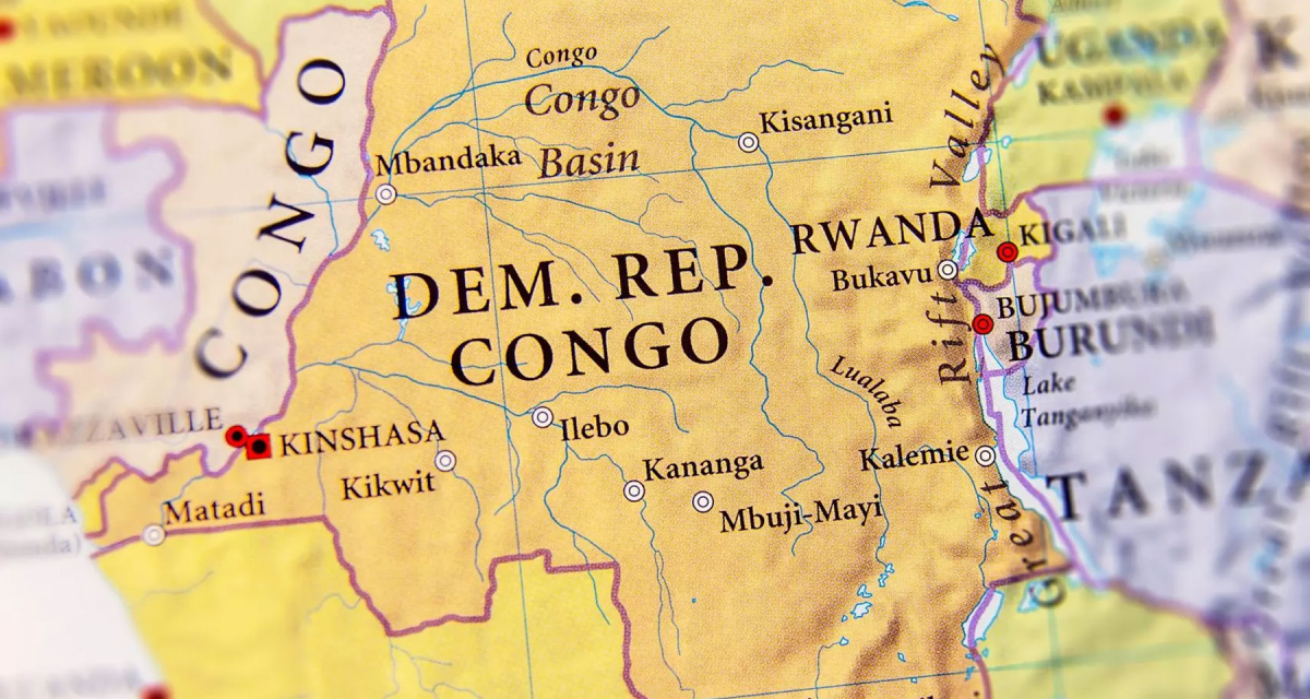 Geographic map of Democratic Republic Congo