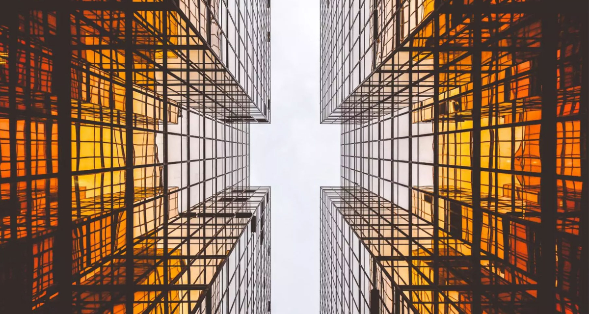 Orange reflective architecture
