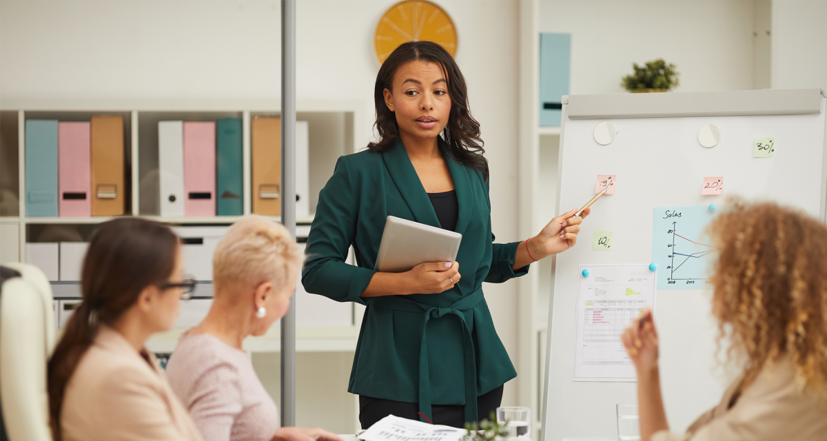 Businesswoman presenting at a meeting 