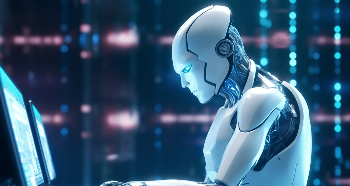 robot working on computer
