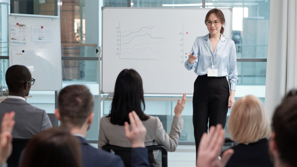 Business students having a lecture