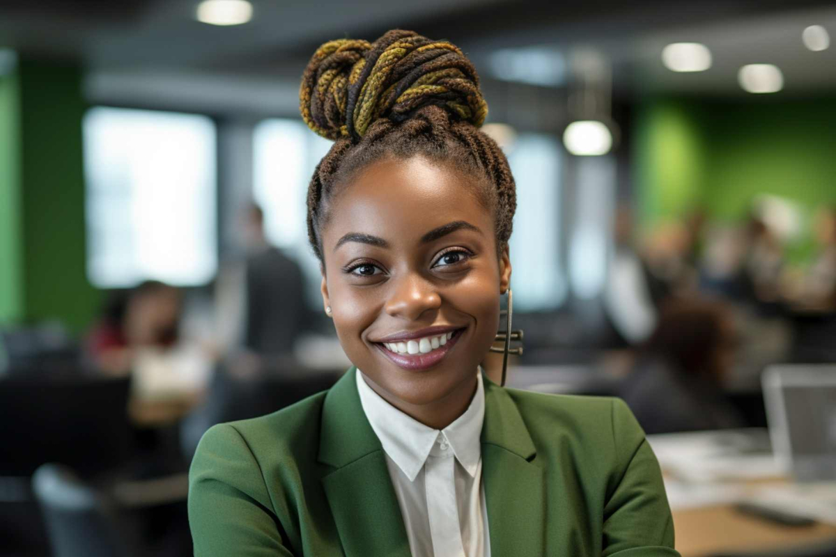 Woman in leading position