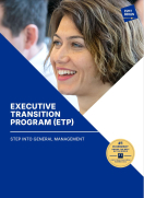 This is a brochure cover for the Executive Transition Program