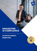 This is a brochure cover for the Navigating AI Compliance program