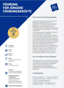 This is a brochure cover for the Führung für jüngere Führungskräfte program