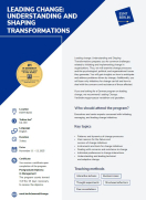 This is a brochure cover for the Leading Change program