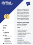 This is a brochure cover for the Souverän Verhandeln program