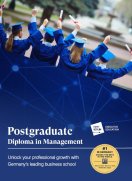 Graduates with graduation hats on the cover of the PGD brochure