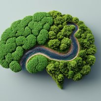 AI illustration of sustainability on the brain concept