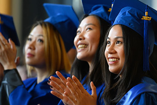 happy students at graduation