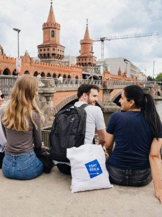 Student group at Oberbaumbrücke