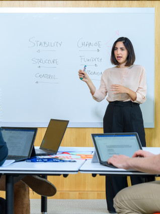 This is an in-class photo of Angelicka Papachroni teaching.