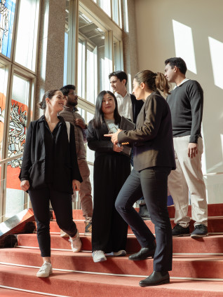 MBA students on the staircase