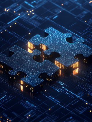 Two interlocking puzzle pieces