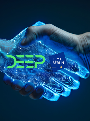 tech and human hand shake