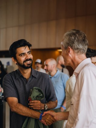 Executive MBA alumni at ESMT Berlin, reconnecting during the Annual Alumni meeting