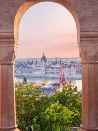Image of the Hungarian Parliament Building as seen from the Fisherman's Bastion