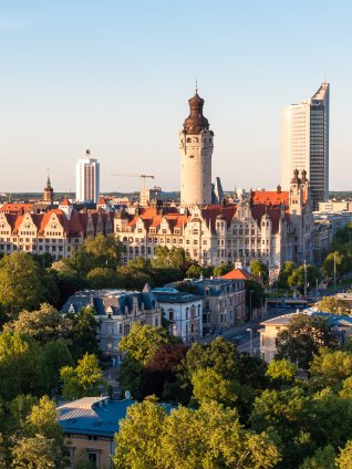 View of the New Town Hall (Neues Rathaus) in Leipzig 