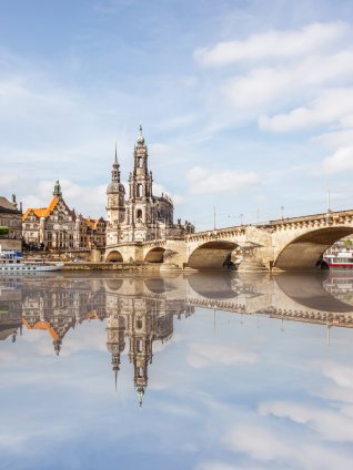 the "Canaletto view" showcasing the historic skyline of Dresden, Germany, viewed from across the River Elbe