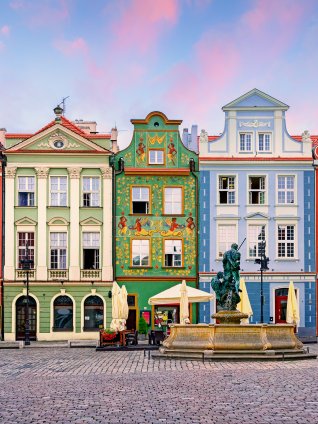 Main square of the old town of Poznan, Poland on a summer's day