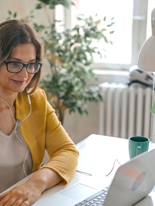 Global Online MBA student studying at home