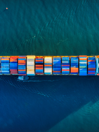 A ship moving cargo