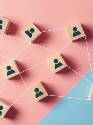 Image for DIPVAR project team: connected wooden cubes that represent team members