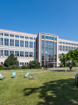 Back of ESMT building with TV tower