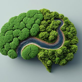AI illustration of sustainability on the brain concept