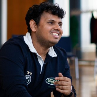 ESMT Master in Innovation and Entrepreneurship student Vaibhav Jain on campus