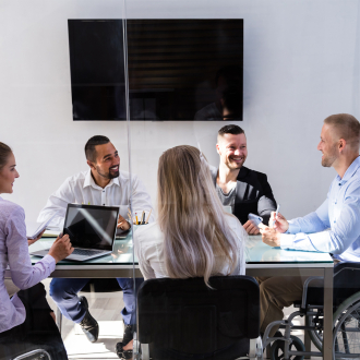 Group of diverse people at an office meeting 