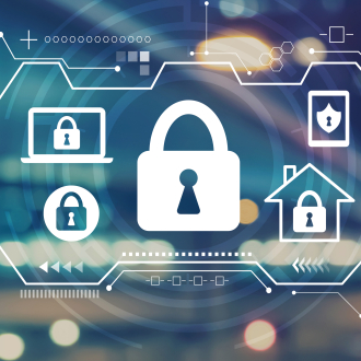 illustration of digital lock overlaying diverse items