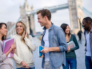 A group of international students abroad