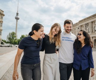Students in front of TV tower