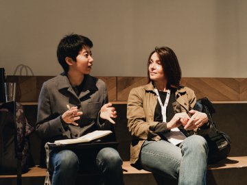 two people talking