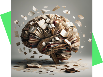 brain of books and papers