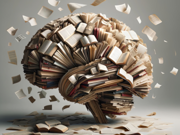 brain formed from books/paper